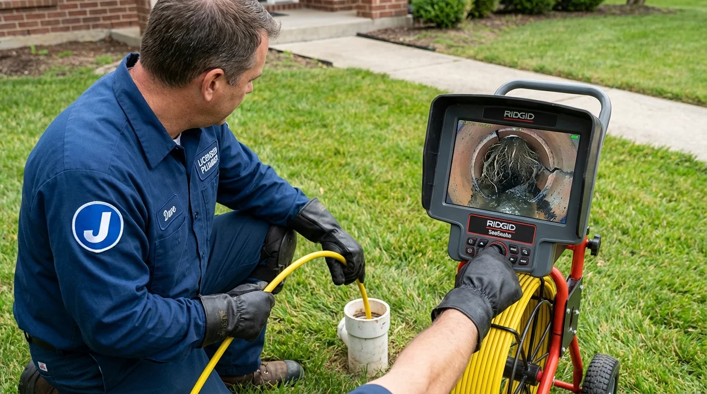 Sewer camera inspection being performed by Johns Plumbing LLC in Ulysses