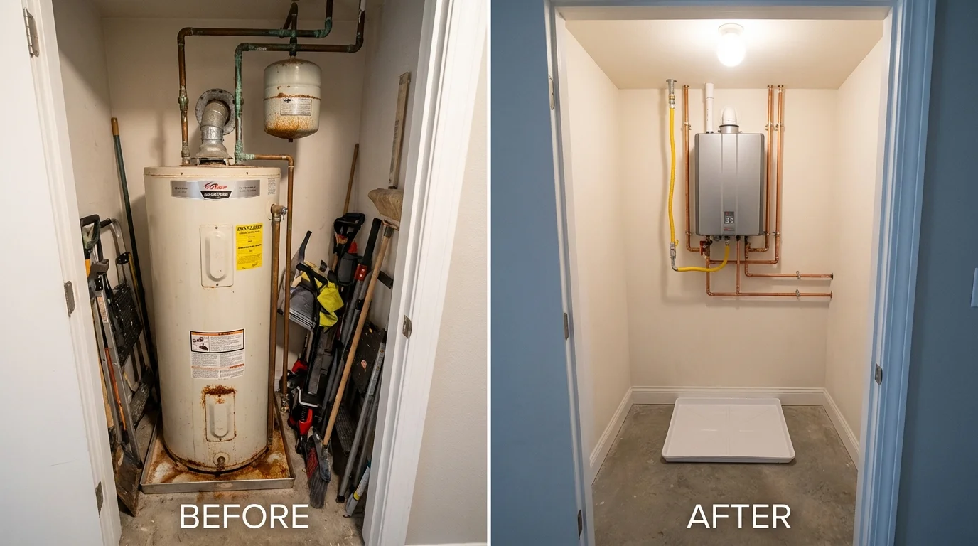 Tank water heater versus wall-mounted tankless unit comparison for Ulysses, KS homeowners